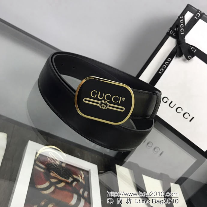 GUCCI古馳 官網新款 正品規格 原單品質  休閒商務 橢圓磨膠板扣 小牛皮男士皮帶  xfp1083